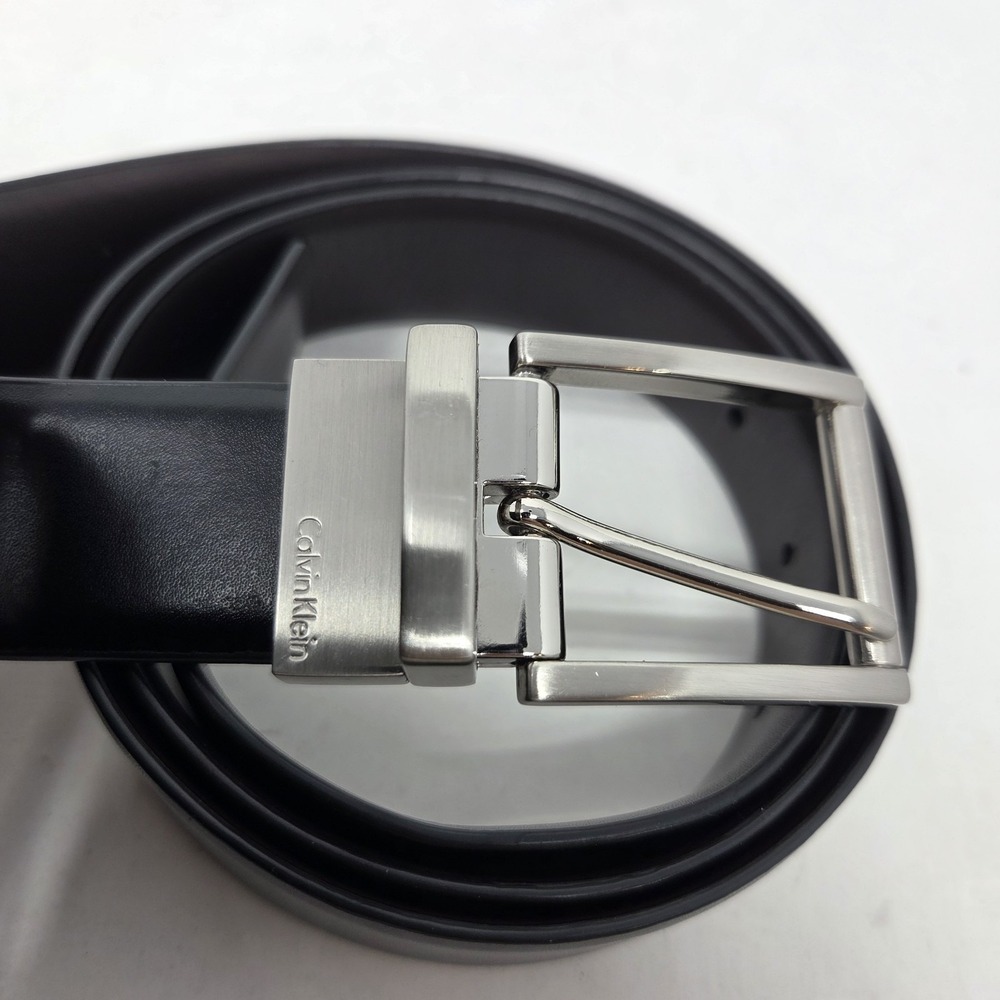 Men's Calvin Klein Leather Flip Buckle Reversible Black and Brown Belt 40 inches